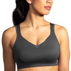Brooks Women Convertible Size 36DD Black Sports Bra Racerback Color Asphalt